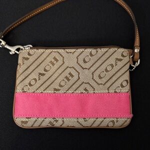 Coach Tan and Pink Wristlet